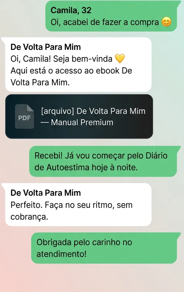 Captura real de conversa após a compra, com o envio do material