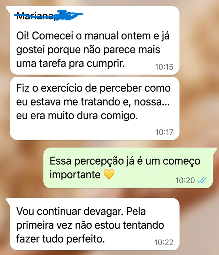 Captura real de conversa sobre o exercício de perceber como se tratava
