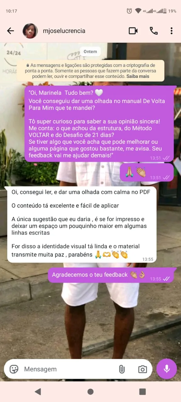 Captura real de conversa sobre a identidade visual e a aplicação do conteúdo